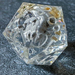 Find Familiar (Bone w/ Cat Skull) Oversized d20