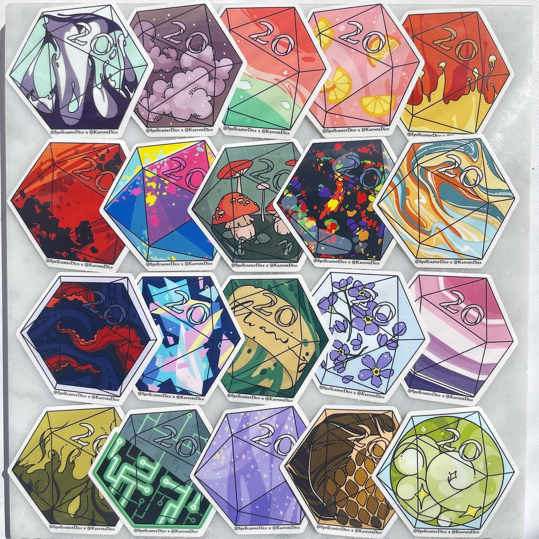 20d20 Transparent Vinyl Sticker Pack - All 20 Designs